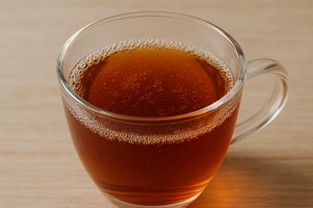 amber-black tea-glass